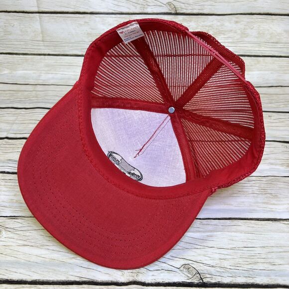 VTG Die Tool Engineer Trucker Hat Red Snapback Cap Yupoong Mesh Embroidered 90s - Picture 8 of 13